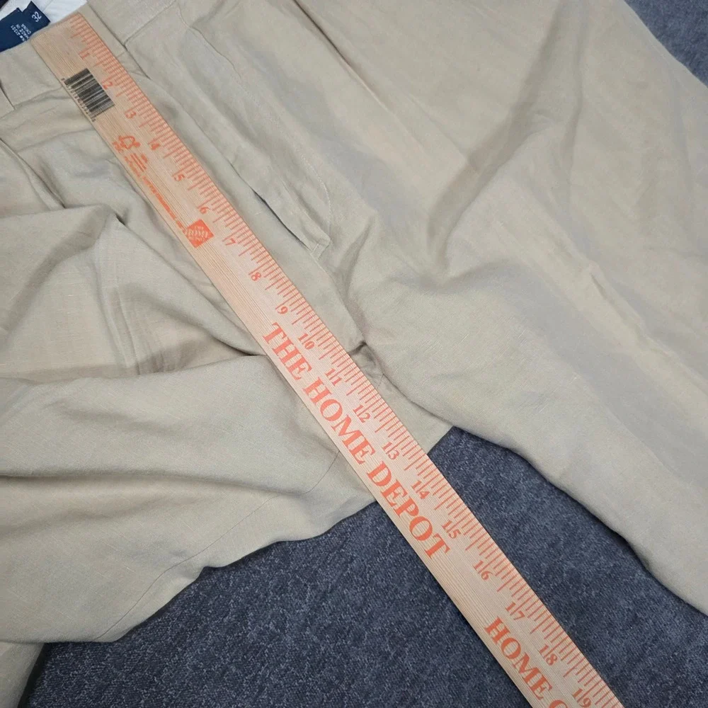 Polo Ralph Lauren Mens 34x28 Linen Silk Pleated Trousers Dress Pants Tan Khaki